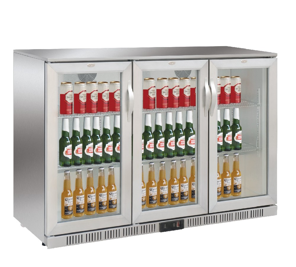 Arrière-bar réfrigéré inox 3 portes  battantes